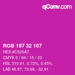 Color code: RGB 197 32 167 | qconv.com