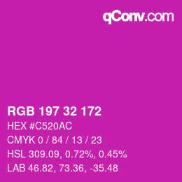 Color code: RGB 197 32 172 | qconv.com