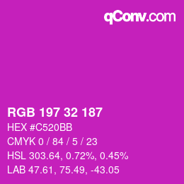 Color code: RGB 197 32 187 | qconv.com
