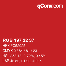 Color code: RGB 197 32 37 | qconv.com