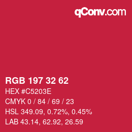 カラーコード: RGB 197 32 62 | qconv.com