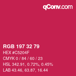 Color code: RGB 197 32 79 | qconv.com