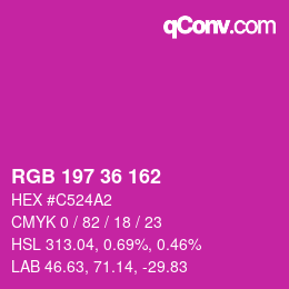 Color code: RGB 197 36 162 | qconv.com