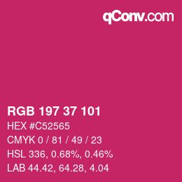 Color code: RGB 197 37 101 | qconv.com