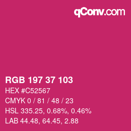 カラーコード: RGB 197 37 103 | qconv.com