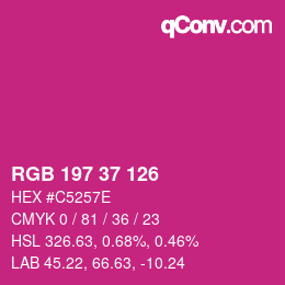 Color code: RGB 197 37 126 | qconv.com