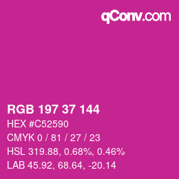 Color code: RGB 197 37 144 | qconv.com