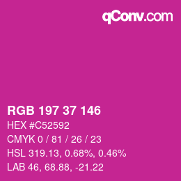 Color code: RGB 197 37 146 | qconv.com