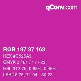 Color code: RGB 197 37 163 | qconv.com