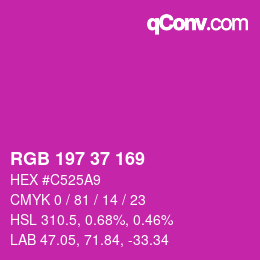 Color code: RGB 197 37 169 | qconv.com