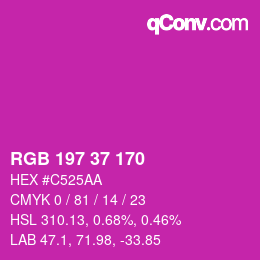 Color code: RGB 197 37 170 | qconv.com