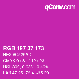 Color code: RGB 197 37 173 | qconv.com