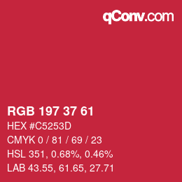 Color code: RGB 197 37 61 | qconv.com