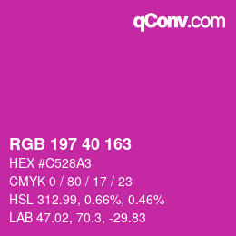 Color code: RGB 197 40 163 | qconv.com