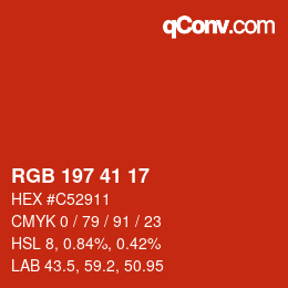 Color code: RGB 197 41 17 | qconv.com