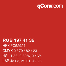 Color code: RGB 197 41 36 | qconv.com