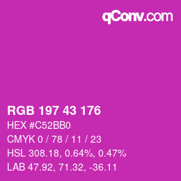 颜色代码: RGB 197 43 176 | qconv.com