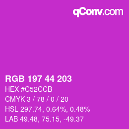 颜色代码: RGB 197 44 203 | qconv.com