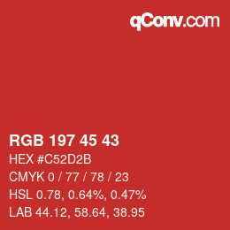 Color code: RGB 197 45 43 | qconv.com