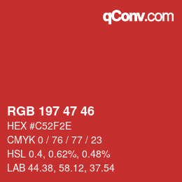 カラーコード: RGB 197 47 46 | qconv.com