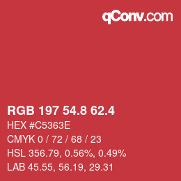 カラーコード: RGB 197 54.8 62.4 | qconv.com