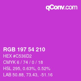 Color code: RGB 197 54 210 | qconv.com