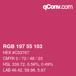 Color code: RGB 197 55 103 | qconv.com