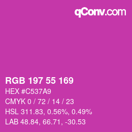 颜色代码: RGB 197 55 169 | qconv.com