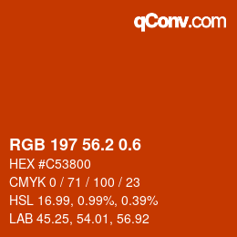 カラーコード: RGB 197 56.2 0.6 | qconv.com