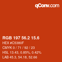 カラーコード: RGB 197 56.2 15.6 | qconv.com