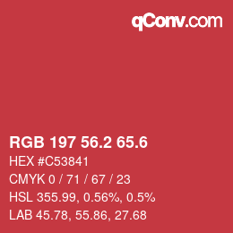 カラーコード: RGB 197 56.2 65.6 | qconv.com