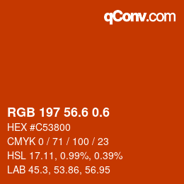 カラーコード: RGB 197 56.6 0.6 | qconv.com