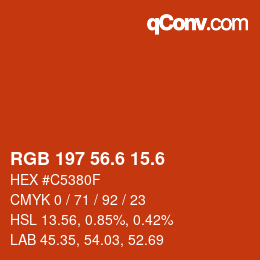 カラーコード: RGB 197 56.6 15.6 | qconv.com