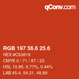 カラーコード: RGB 197 56.6 25.6 | qconv.com