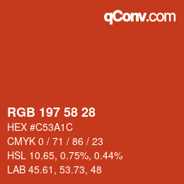 カラーコード: RGB 197 58 28 | qconv.com