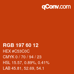 カラーコード: RGB 197 60 12 | qconv.com