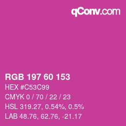 カラーコード: RGB 197 60 153 | qconv.com