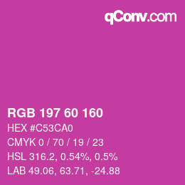 カラーコード: RGB 197 60 160 | qconv.com