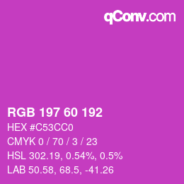 カラーコード: RGB 197 60 192 | qconv.com