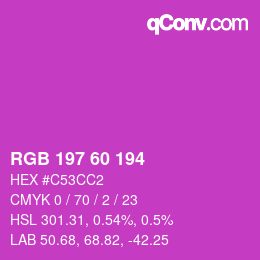 カラーコード: RGB 197 60 194 | qconv.com