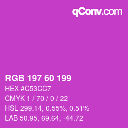 カラーコード: RGB 197 60 199 | qconv.com