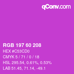 颜色代码: RGB 197 60 208 | qconv.com