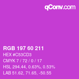 颜色代码: RGB 197 60 211 | qconv.com