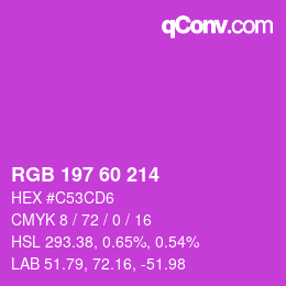 カラーコード: RGB 197 60 214 | qconv.com