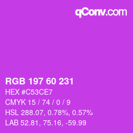 カラーコード: RGB 197 60 231 | qconv.com