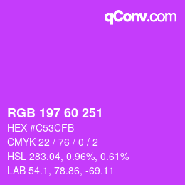 カラーコード: RGB 197 60 251 | qconv.com