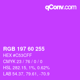 Color code: RGB 197 60 255 | qconv.com