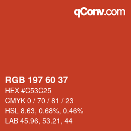 Color code: RGB 197 60 37 | qconv.com