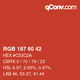 カラーコード: RGB 197 60 42 | qconv.com