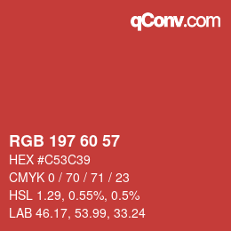 カラーコード: RGB 197 60 57 | qconv.com